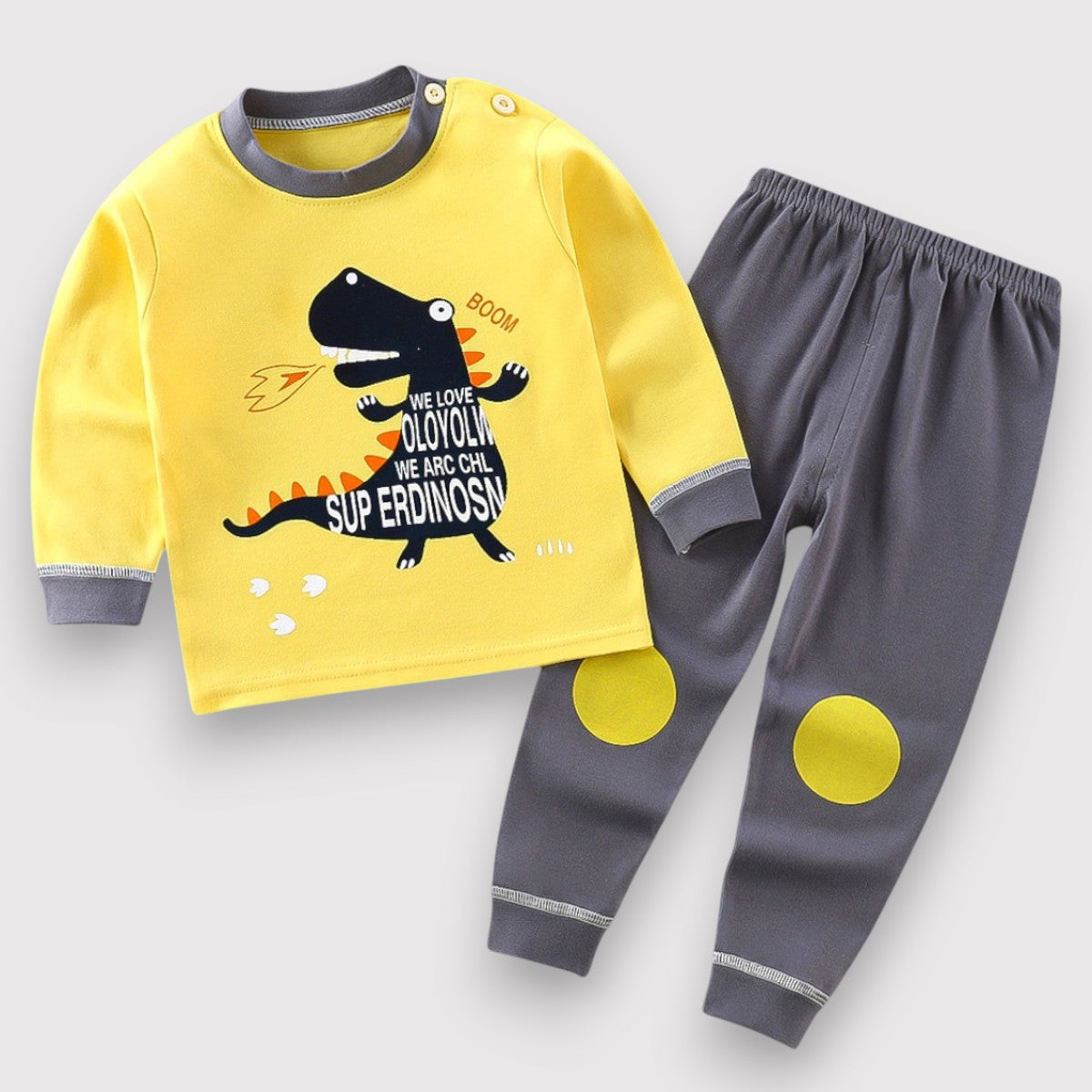 Autumn Pajama Set-Yellow Dino