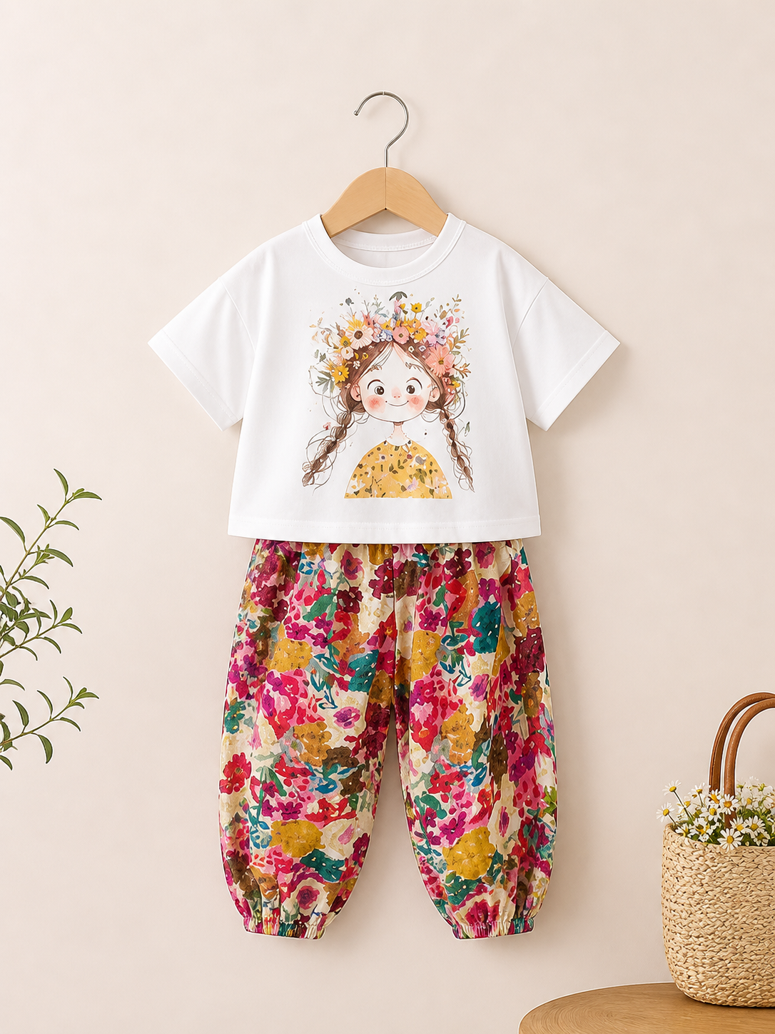 Girls summer co-ord set-Watercolor Girl