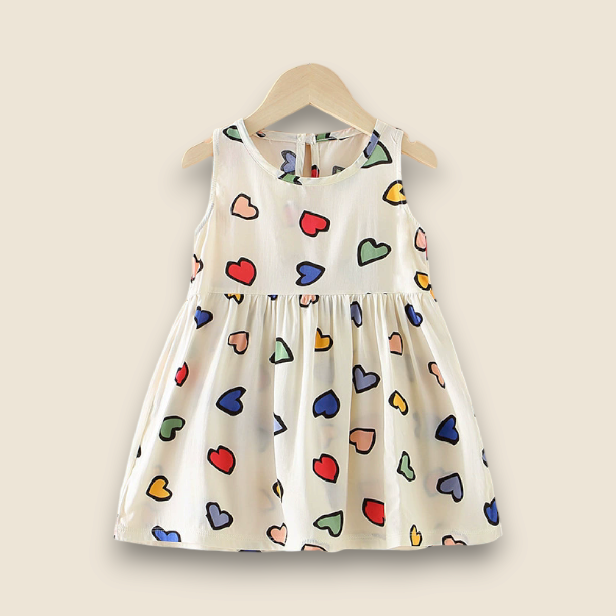 Girls summer dress-Colorful hearts
