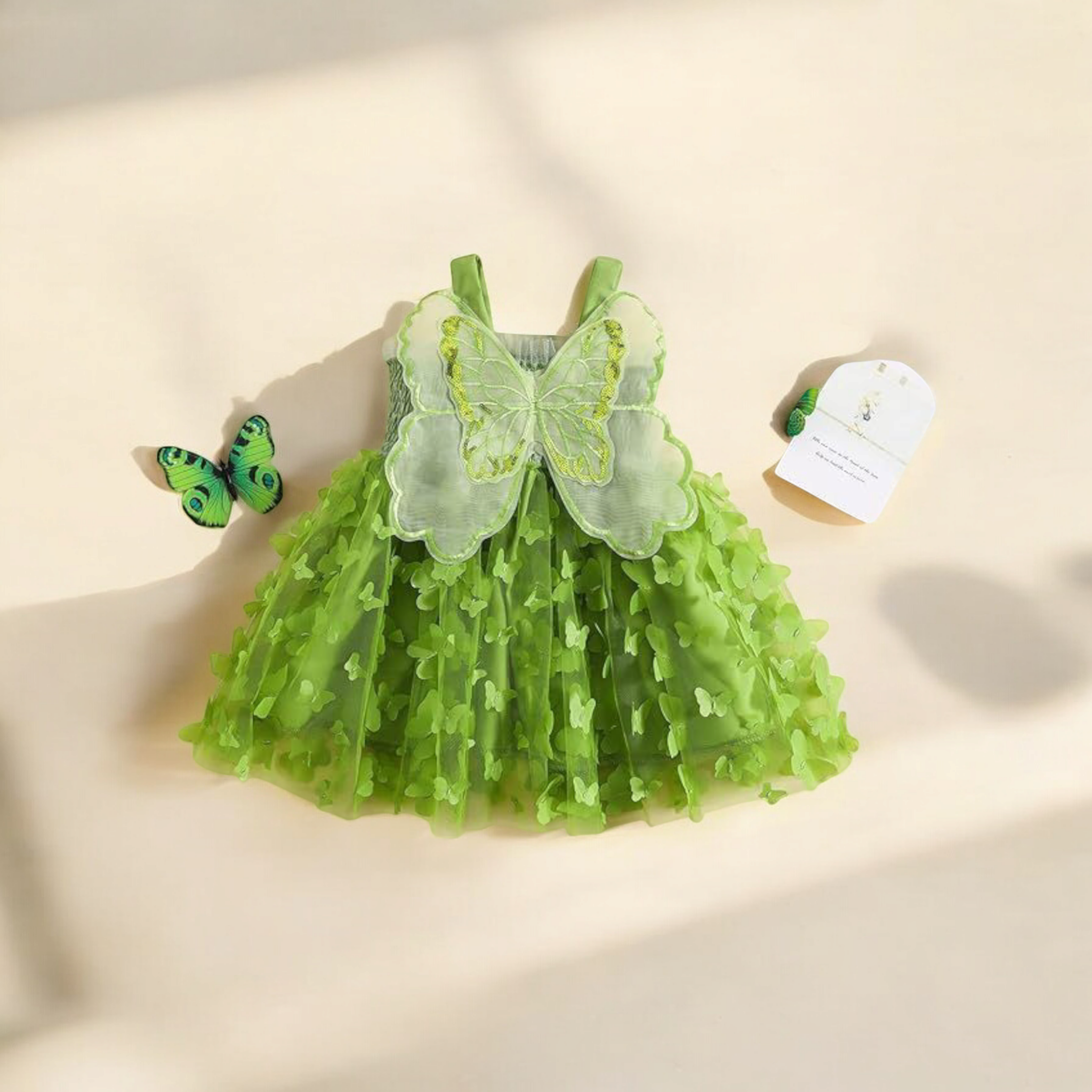 Girls Formal dress-Green Butterfly