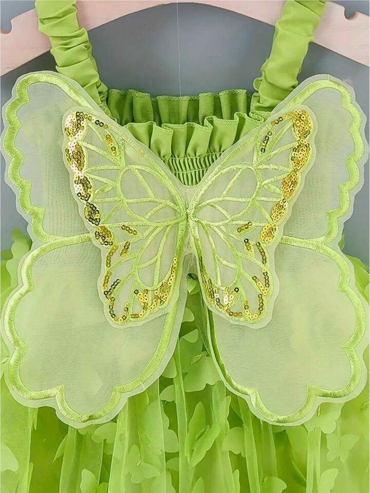 Girls Formal dress-Green Butterfly