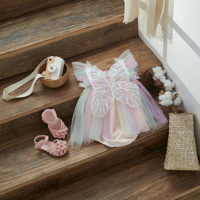 Girls princess dress-White butterfly