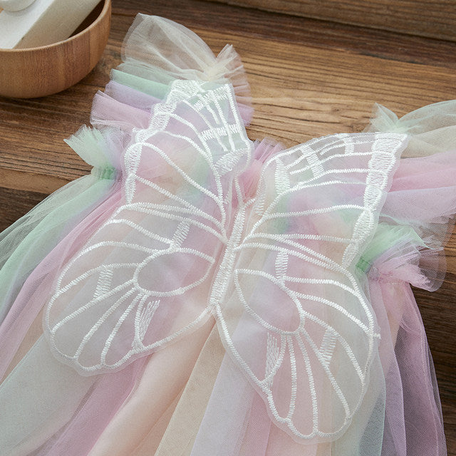 Girls princess dress-White butterfly