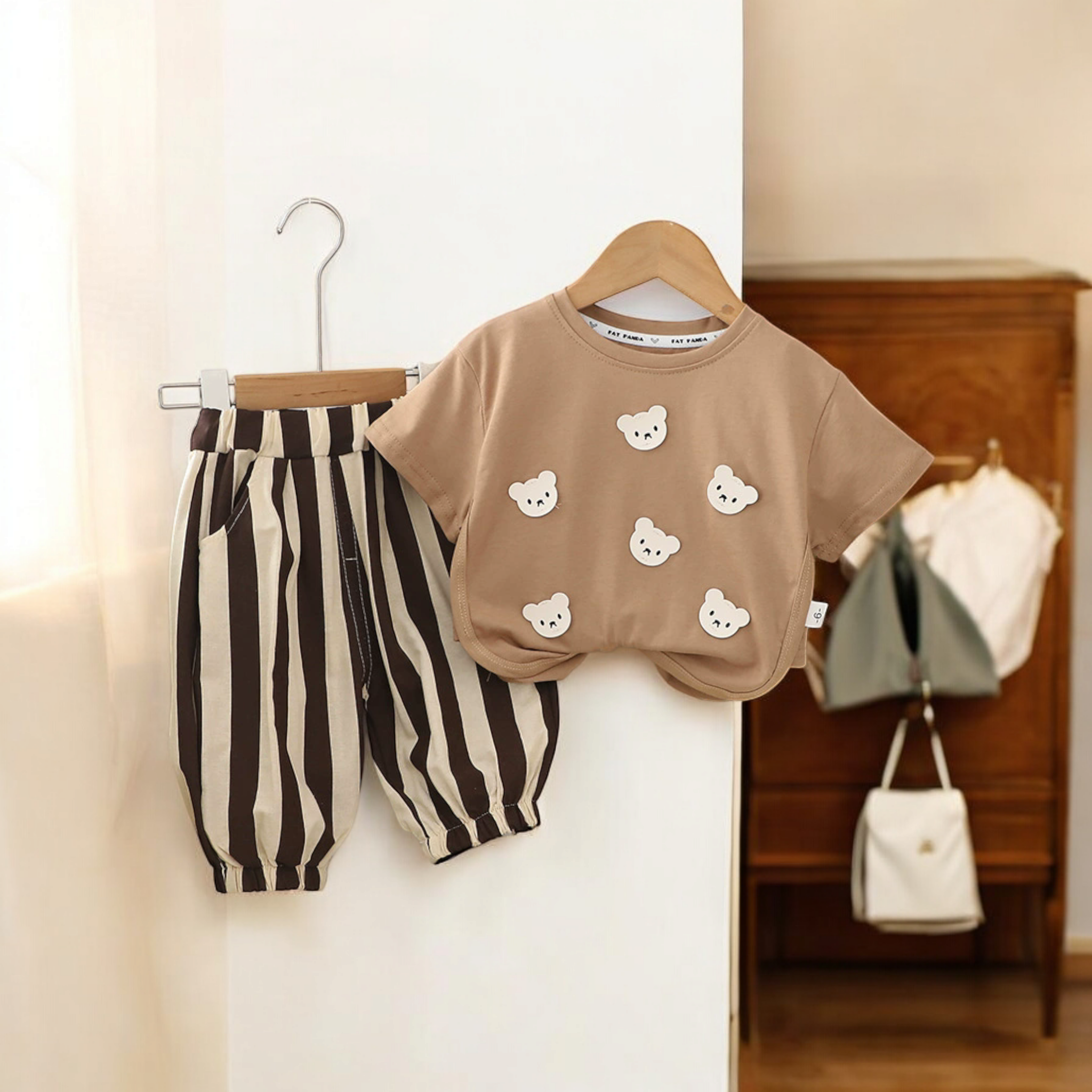 Girls summer set- Beary stripes