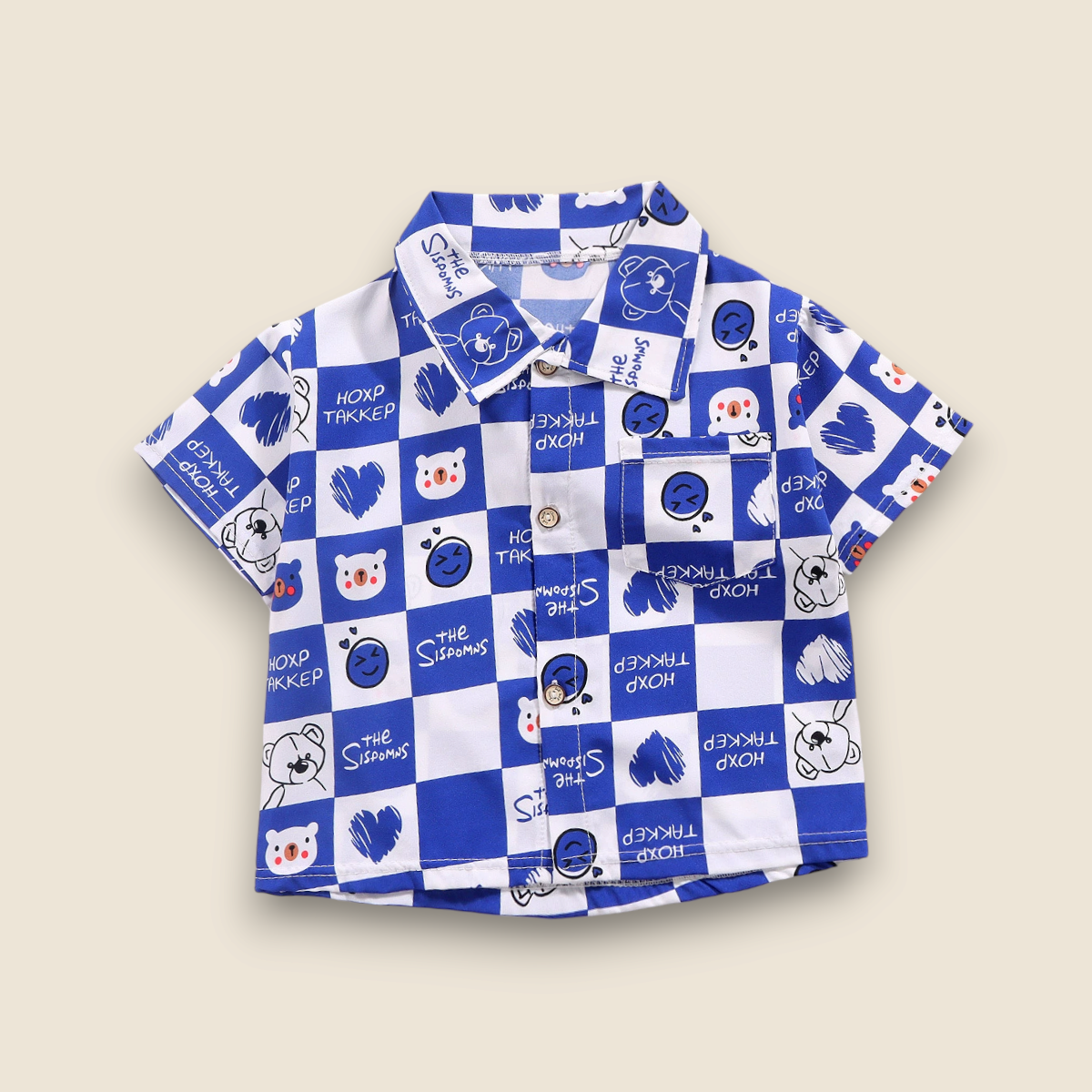 Summer Buttondown Shirt-Smiley Blocks
