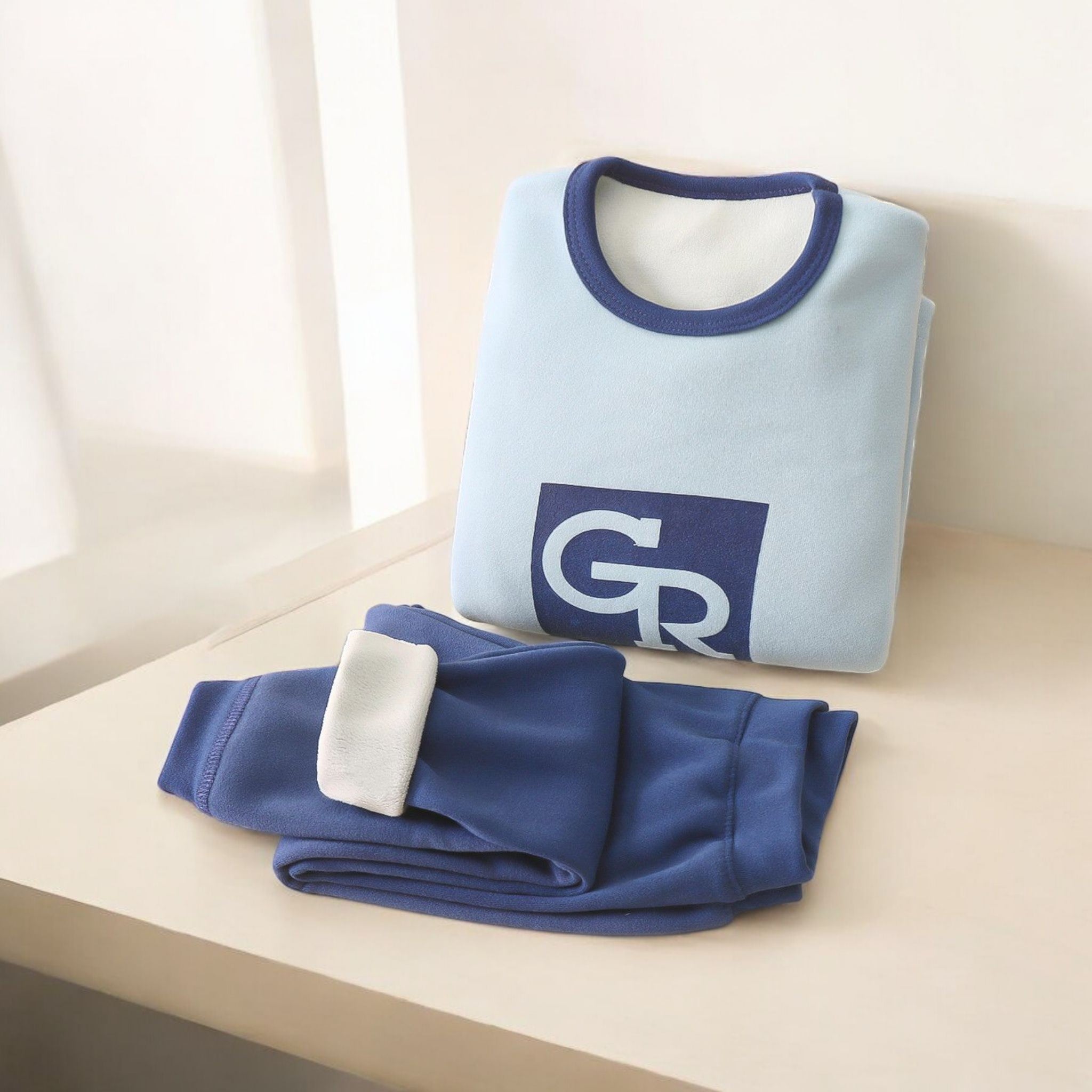 Unisex Thermal Pajama Set-Blue