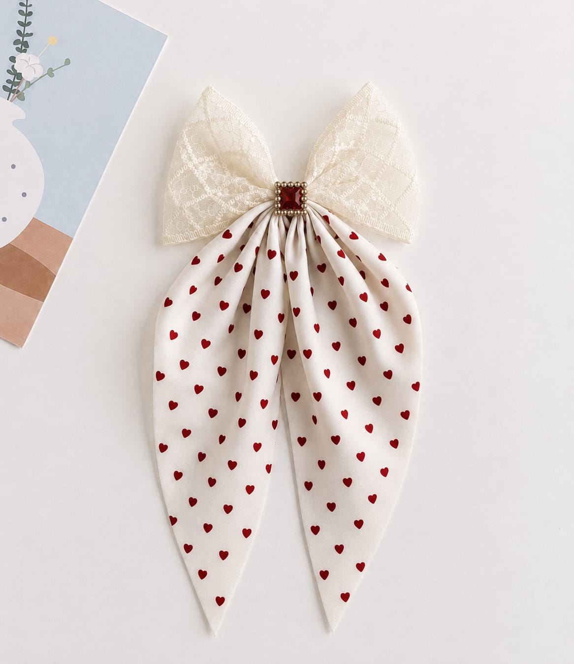 Korean Bow Clip-Hearts