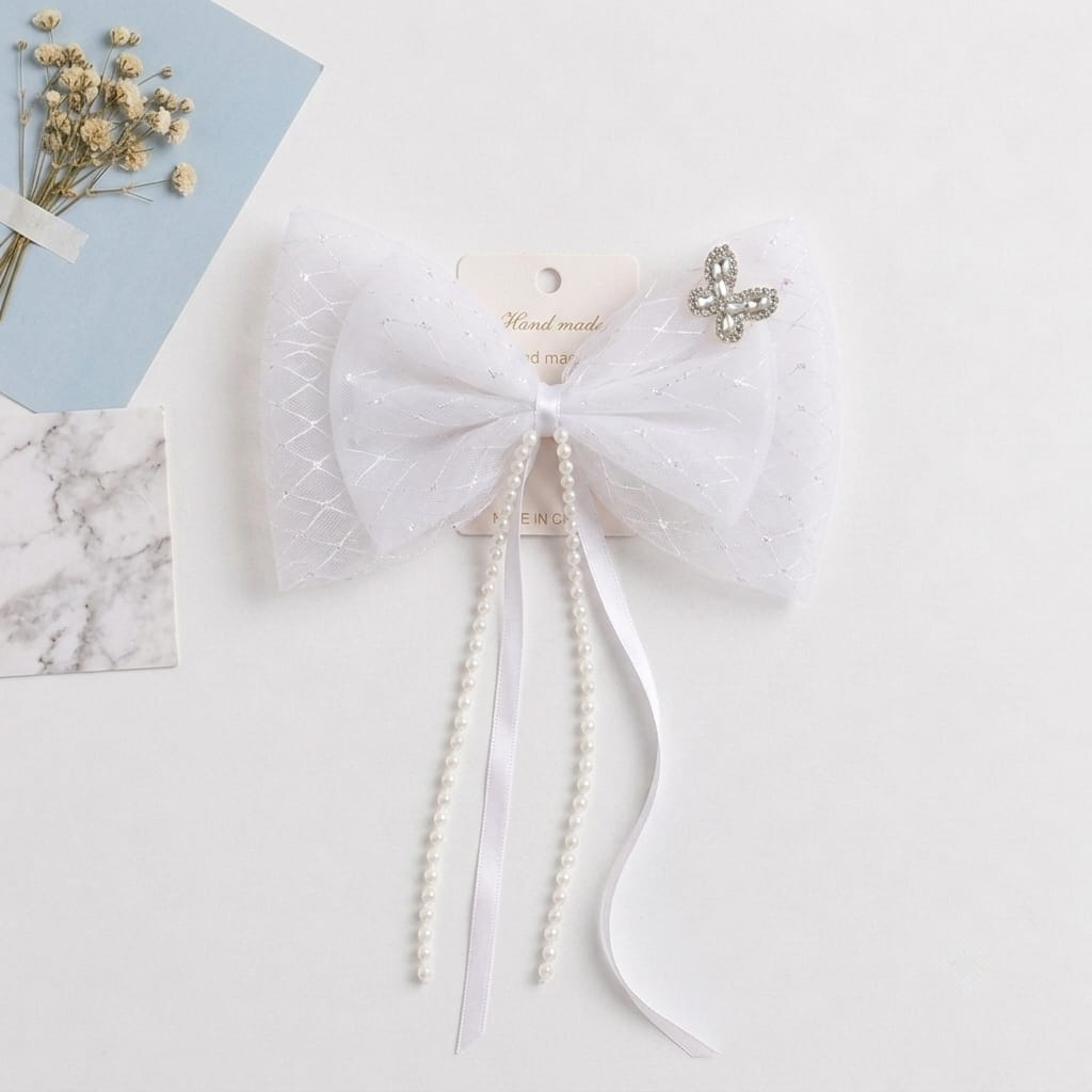 Embroidered Bow Clip-Large