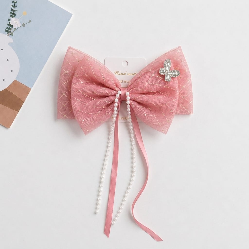 Embroidered Bow Clip-Large