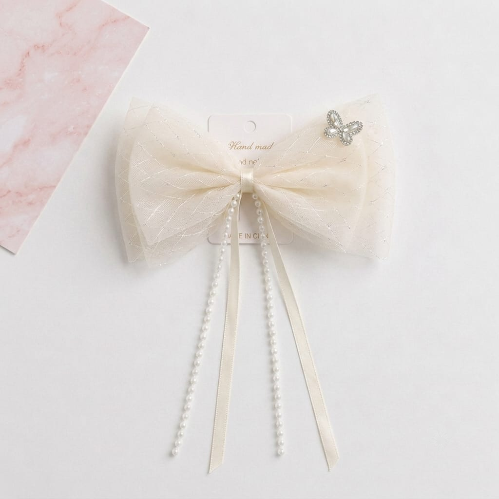 Embroidered Bow Clip-Large