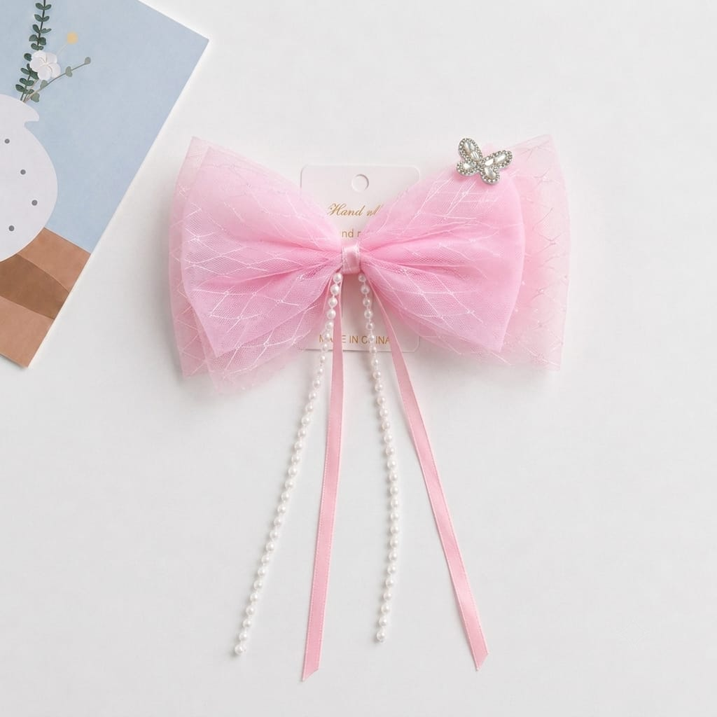 Embroidered Bow Clip-Large