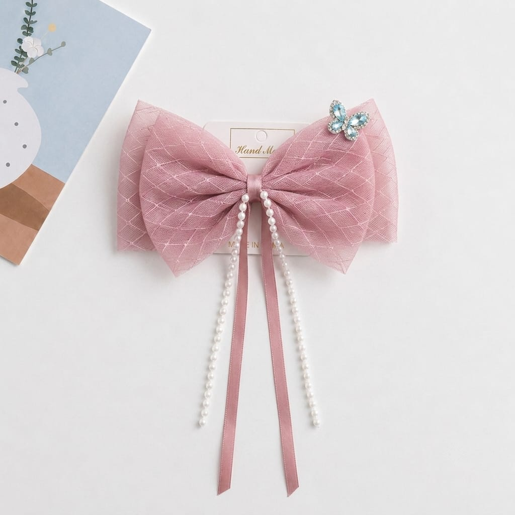 Embroidered Bow Clip-Large