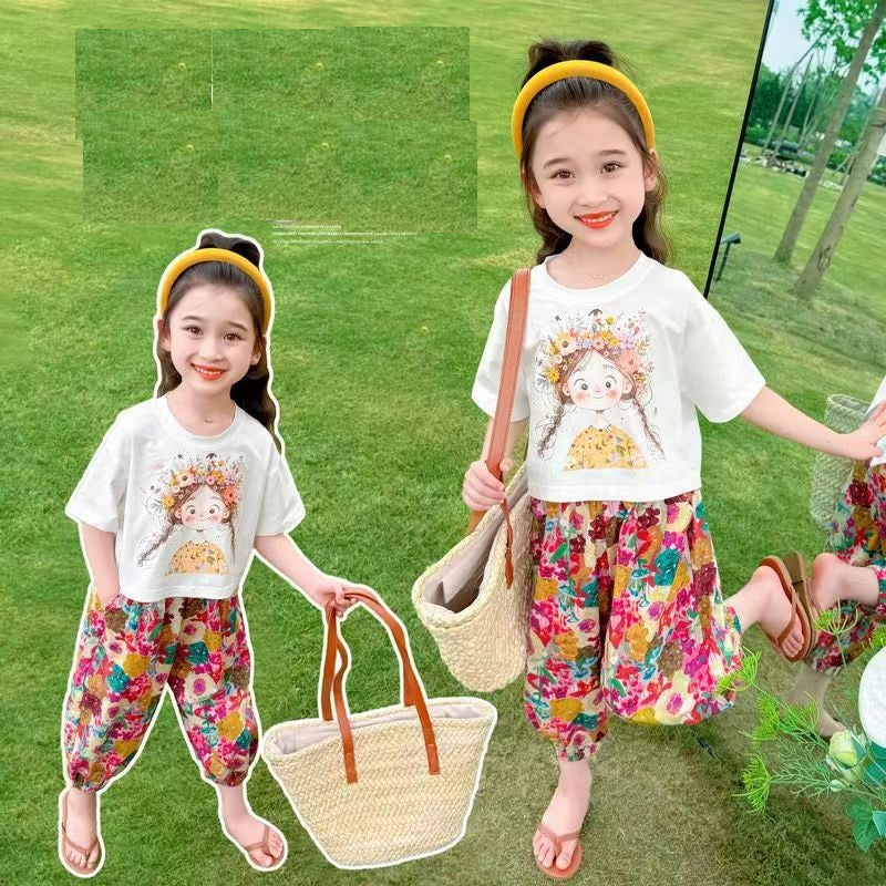 Girls summer co-ord set-Watercolor Girl