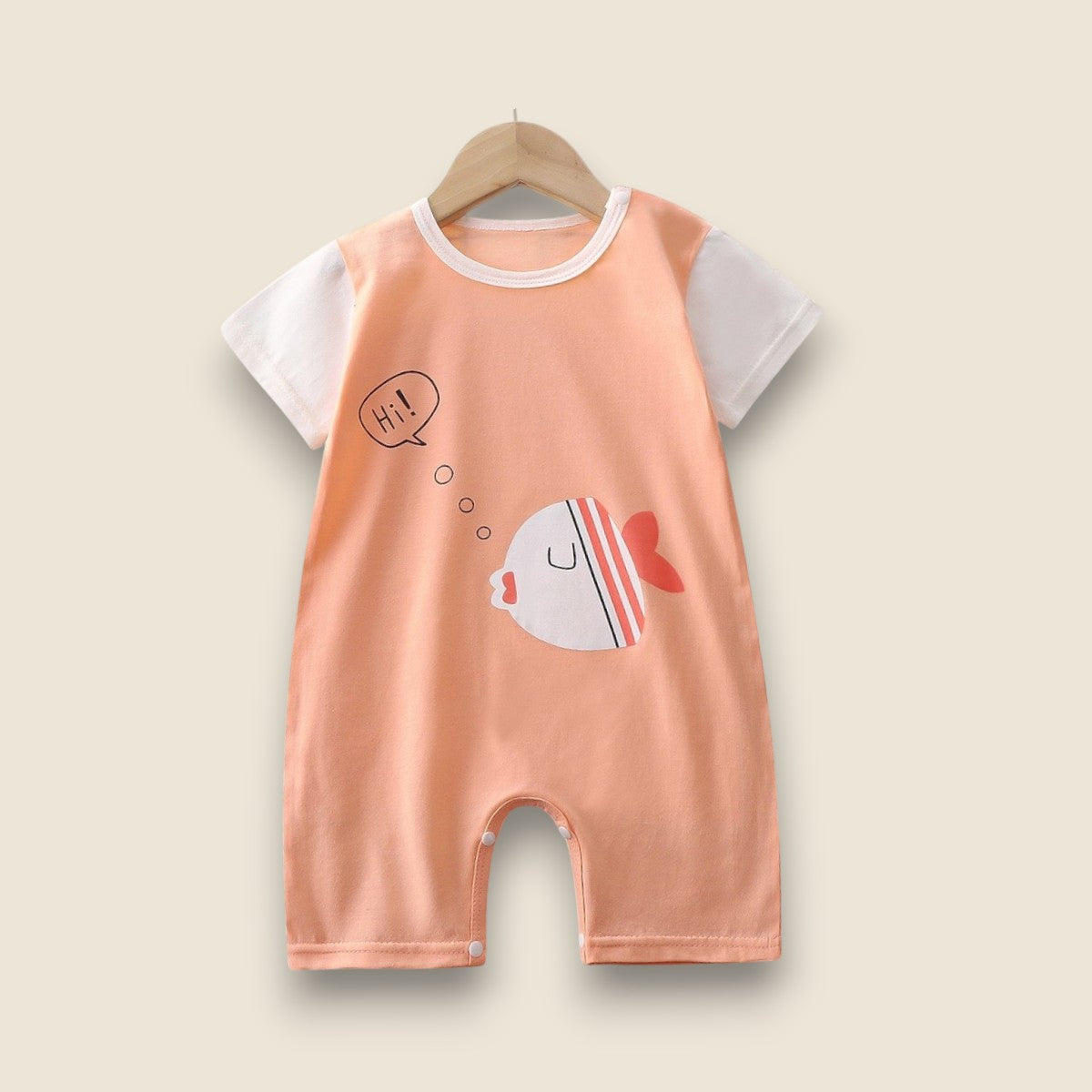 Cotton Summer Romper-Hello Fish