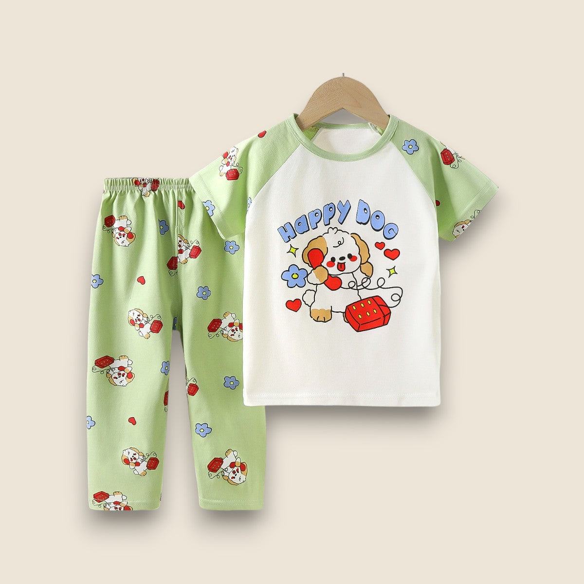 Summer Cotton Pajama set-Happy Dog