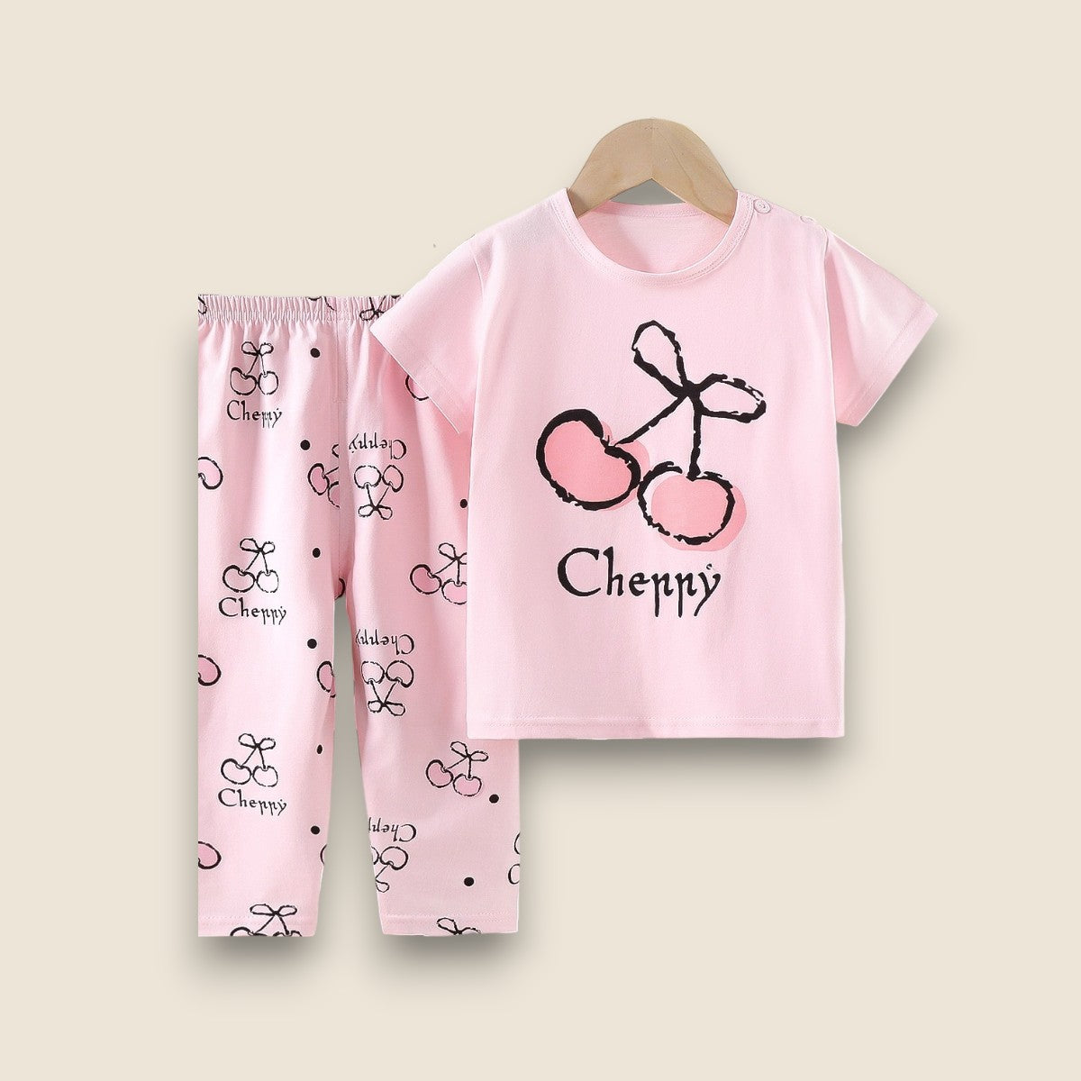 Summer Cotton Pajama set-Cherry