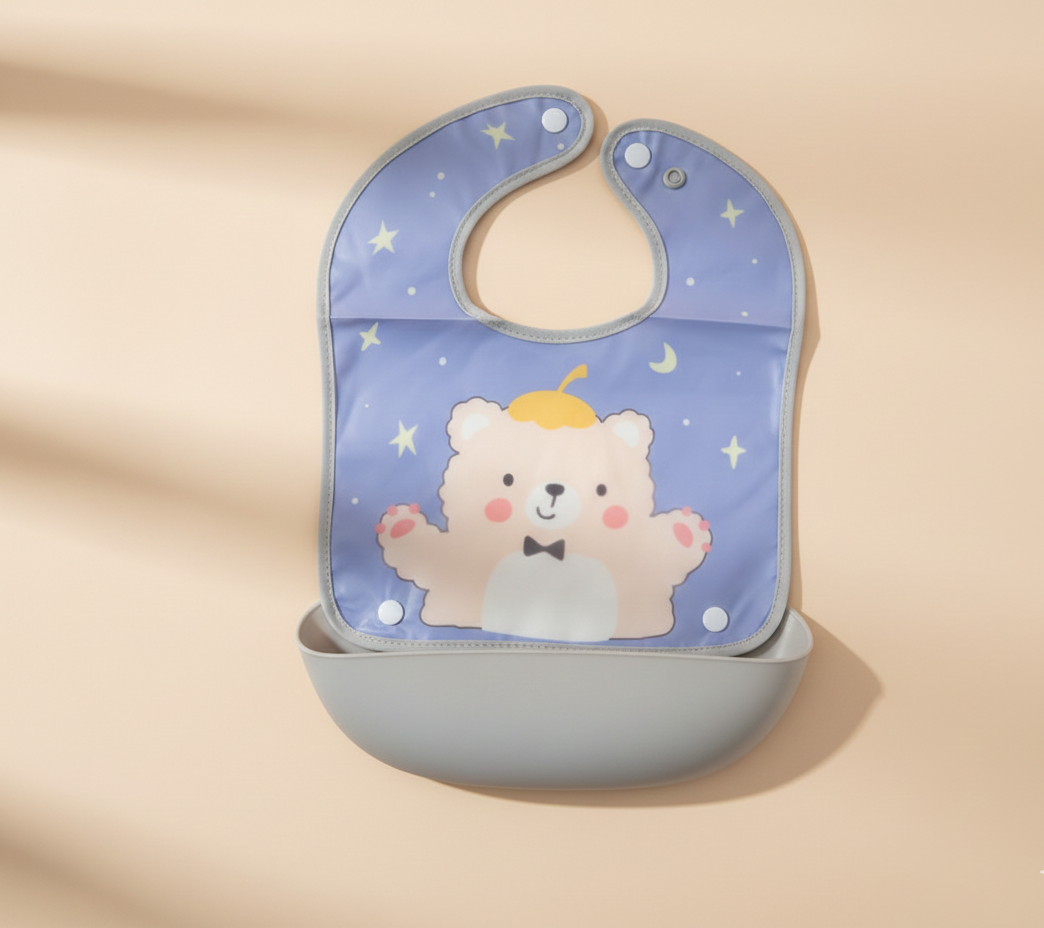 Baby Bib+Food Catcher-Blue