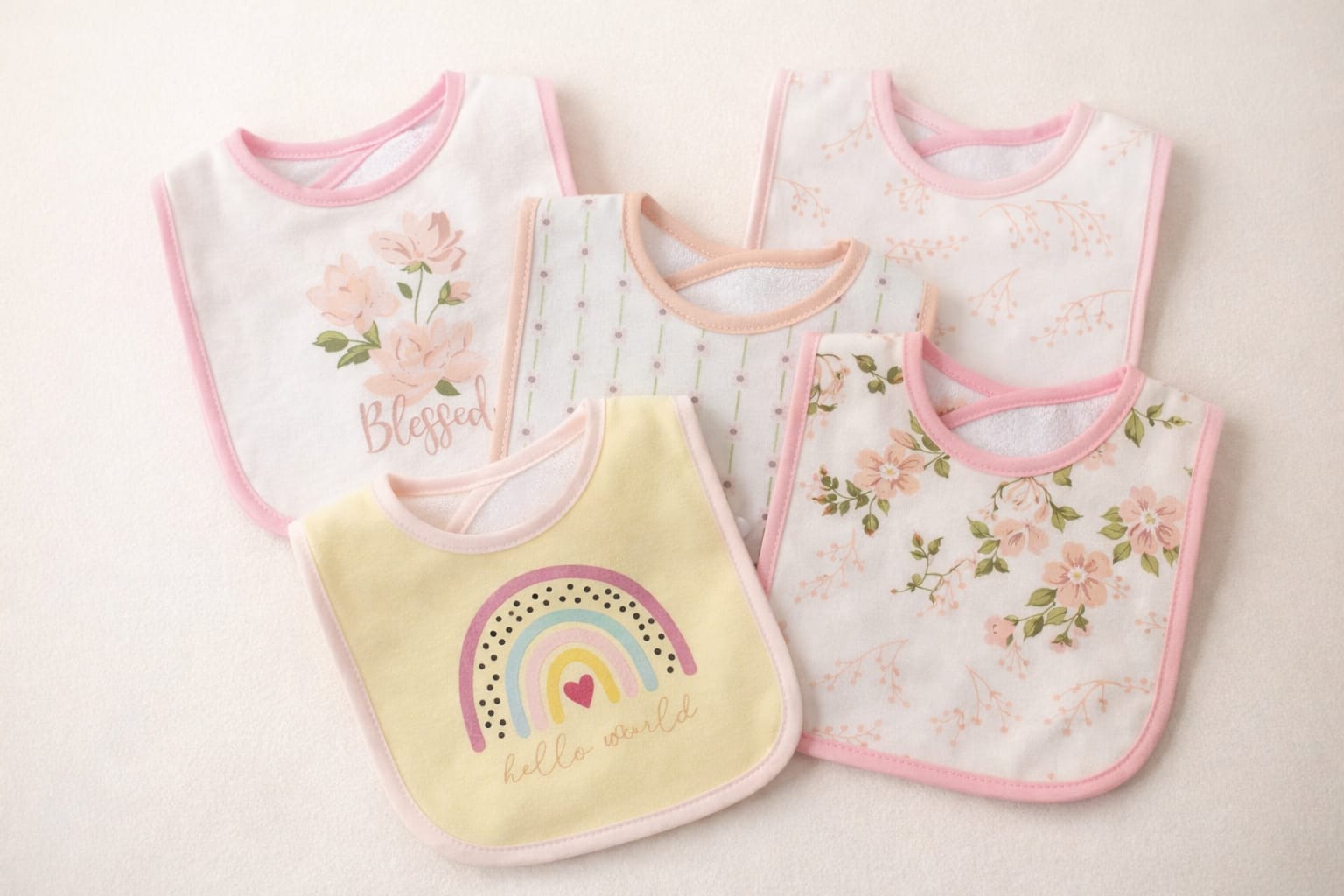 Baby bibs-Set of 5(Pink)
