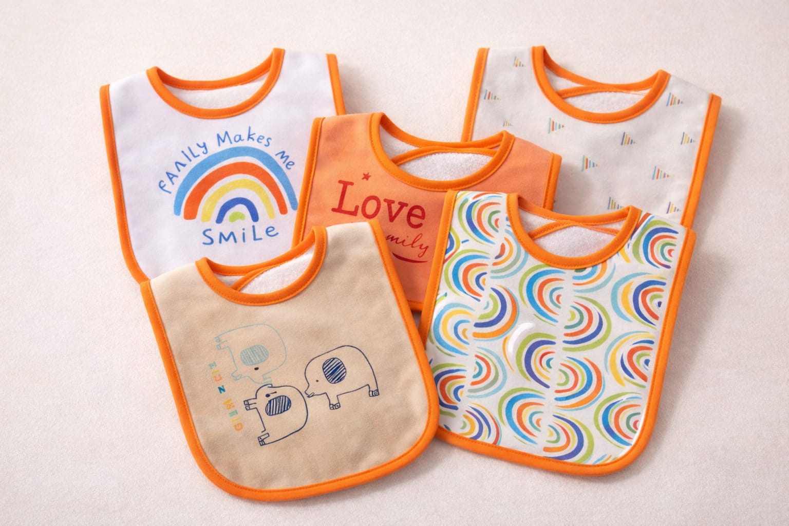 Baby bibs-Set of 5(Orange)