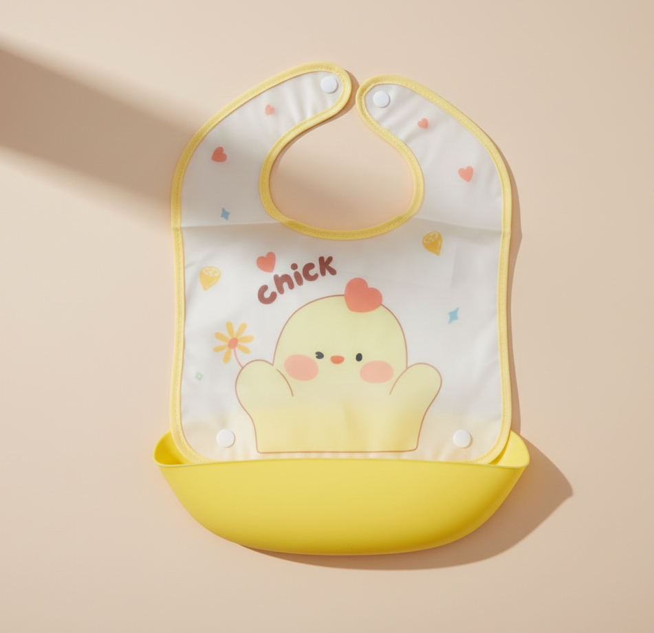 Baby Bib+Food catcher-Yellow