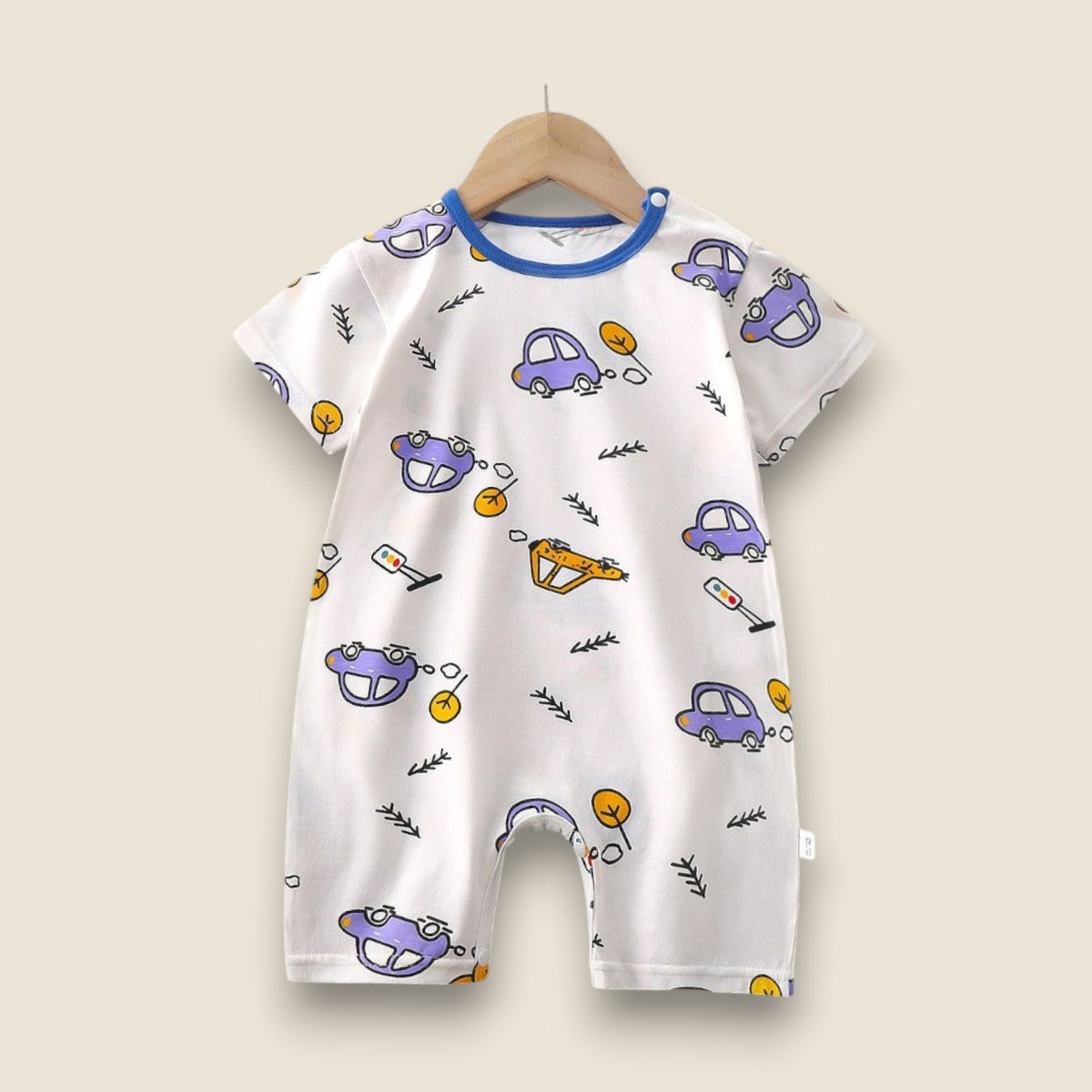 Cotton Summer Romper-Cars