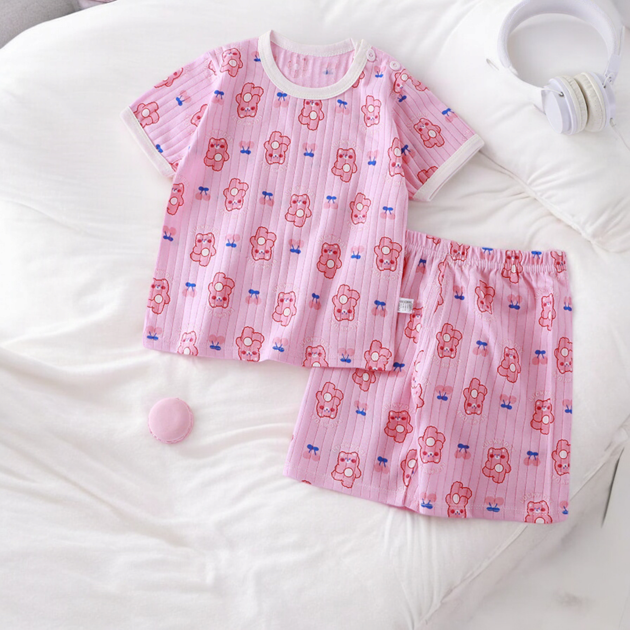 Summer Sando set-Pink bear
